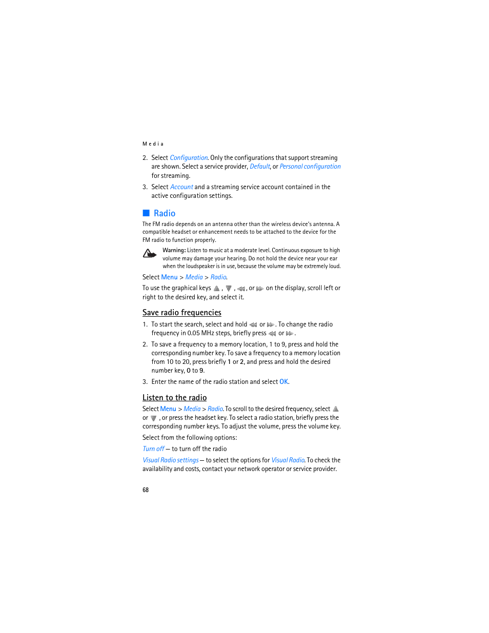 Radio | Nokia 7370 User Manual | Page 69 / 201