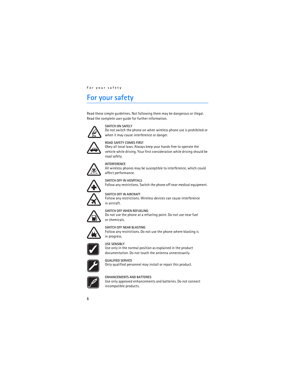 For your safety | Nokia 7370 User Manual | Page 7 / 201