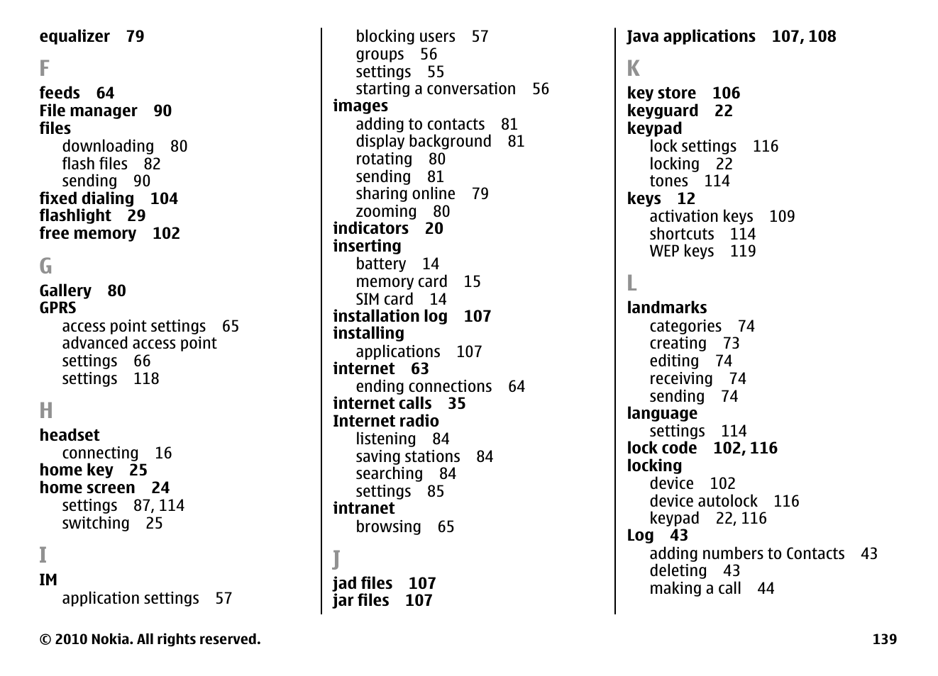 Nokia E63 User Manual | Page 139 / 143