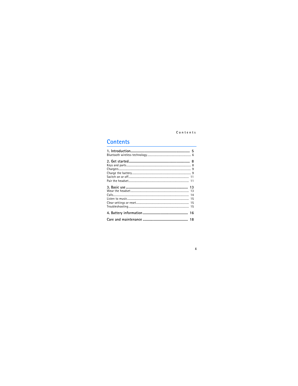 Nokia Bluetooth Stereo Headset BH-103 User Manual | Page 4 / 20
