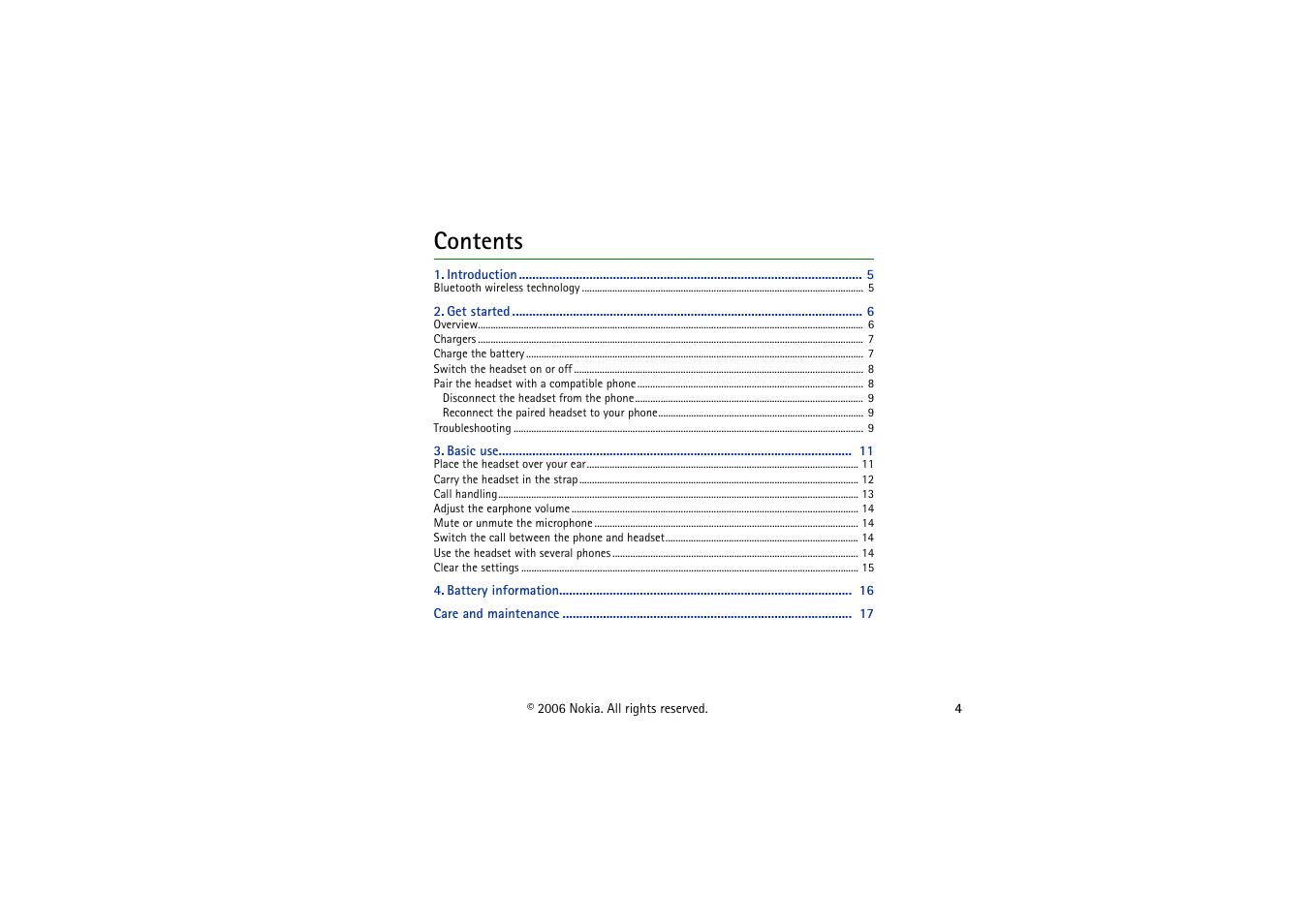 Nokia Bluetooth Headset BH-700 User Manual | Page 4 / 17