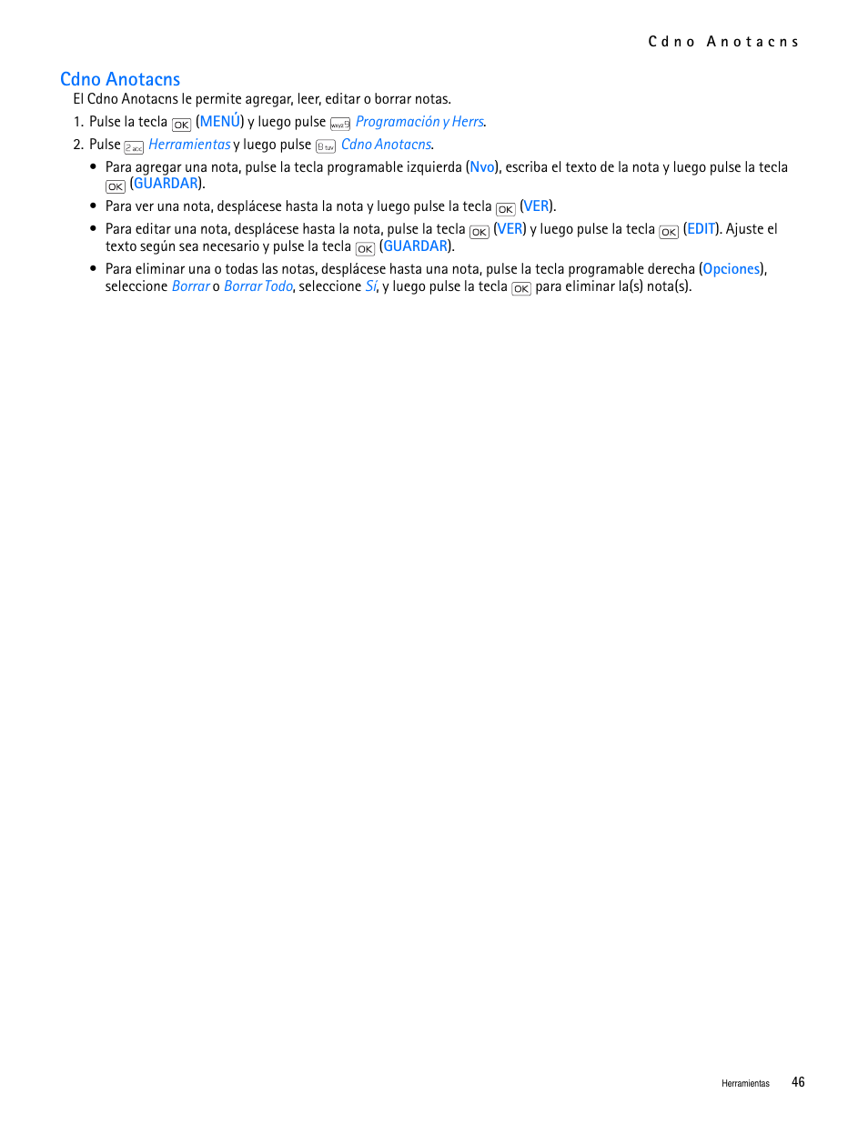 Title - cdno anotacns, Cdno anotacns | Nokia 2705 classic User Manual | Page 100 / 108