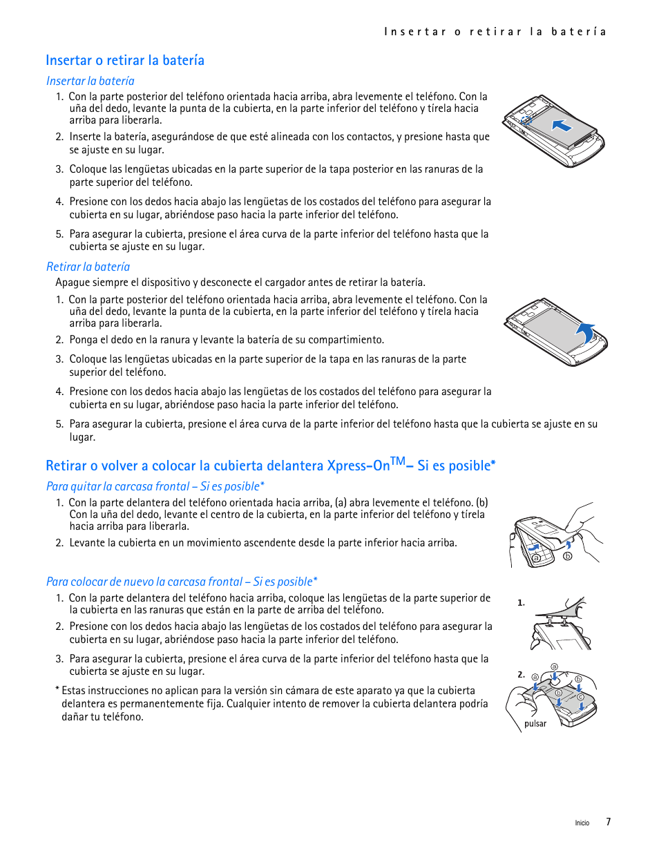 Title - insertar o retirar la batería, Title - insertar la batería, Title - retirar la batería | Insertar o retirar la batería, Si es posible | Nokia 2705 classic User Manual | Page 61 / 108