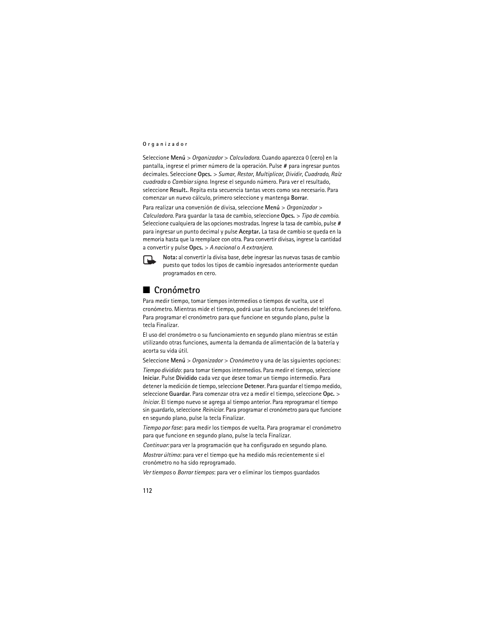 Cronómetro | Nokia 6061 User Manual | Page 113 / 137