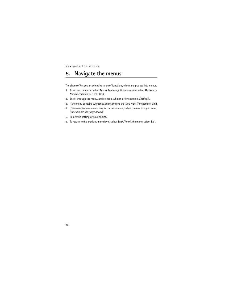 Navigate the menus | Nokia 6061 User Manual | Page 23 / 137