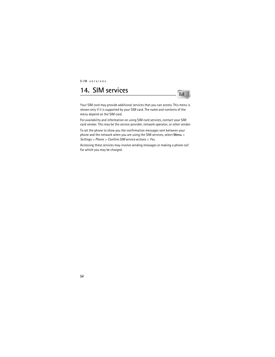 Sim services | Nokia 6061 User Manual | Page 55 / 137