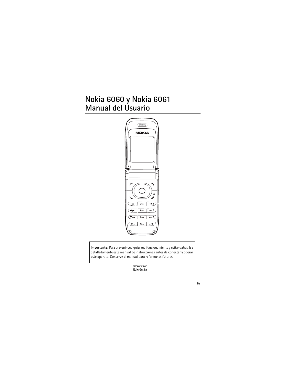 Nokia 6060 y nokia 6061 manual del usuario | Nokia 6061 User Manual | Page 68 / 137
