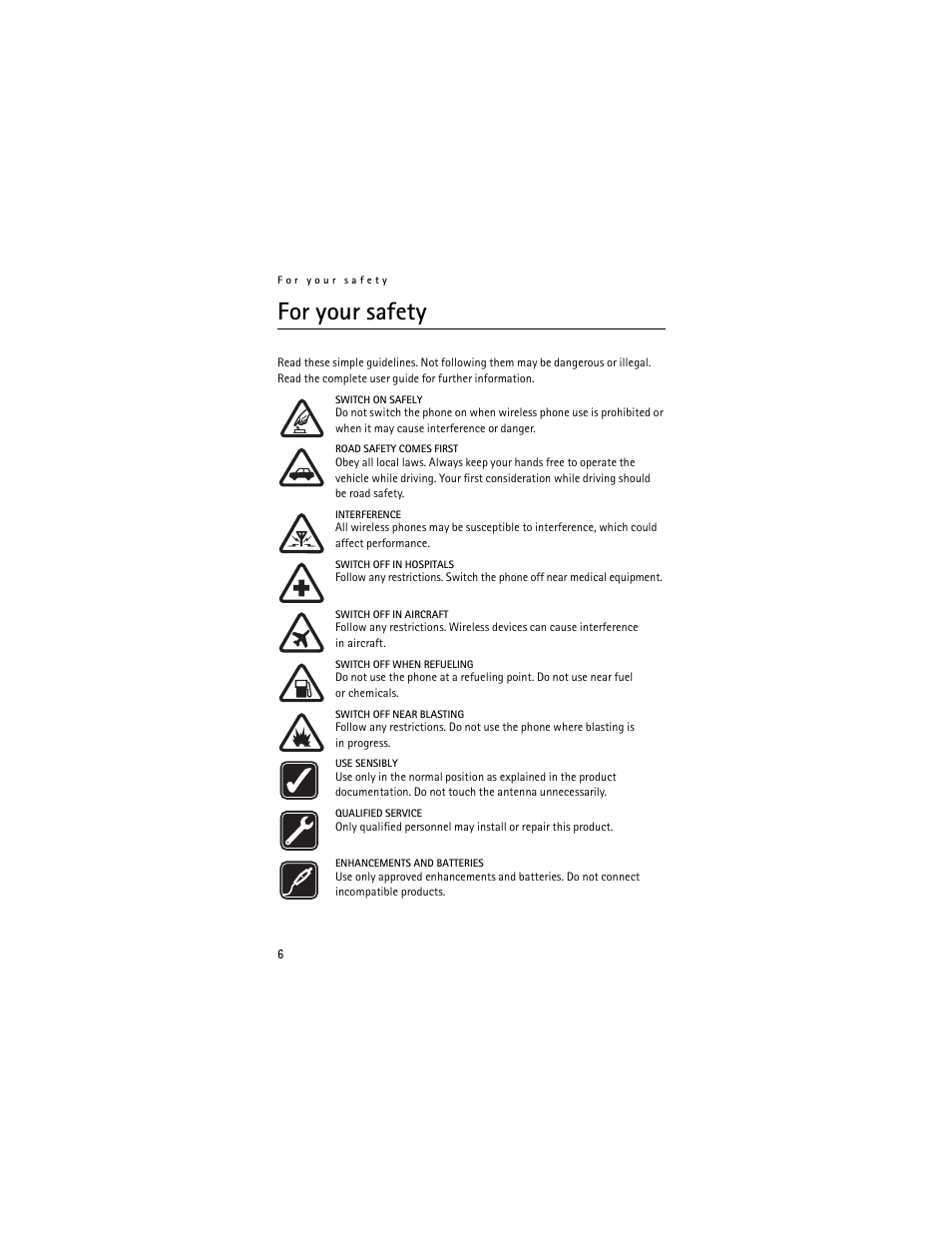 For your safety | Nokia 6061 User Manual | Page 7 / 137