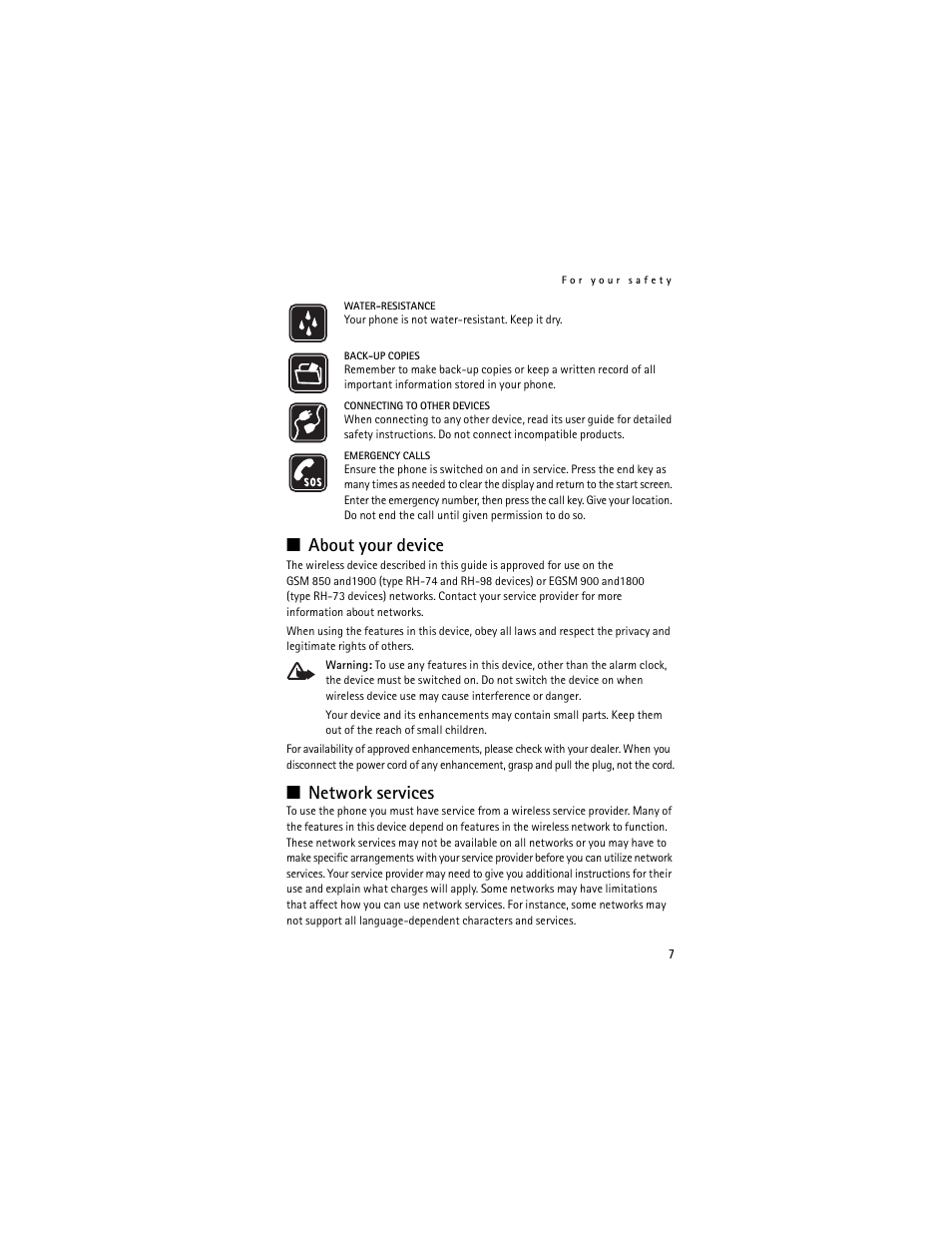 About your device, Network services | Nokia 6061 User Manual | Page 8 / 137