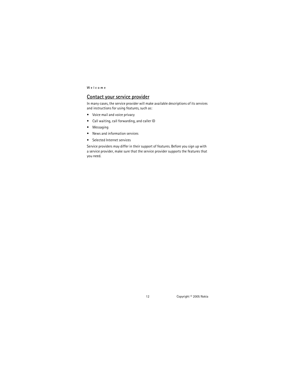 Contact your service provider | Nokia 6822 User Manual | Page 13 / 225