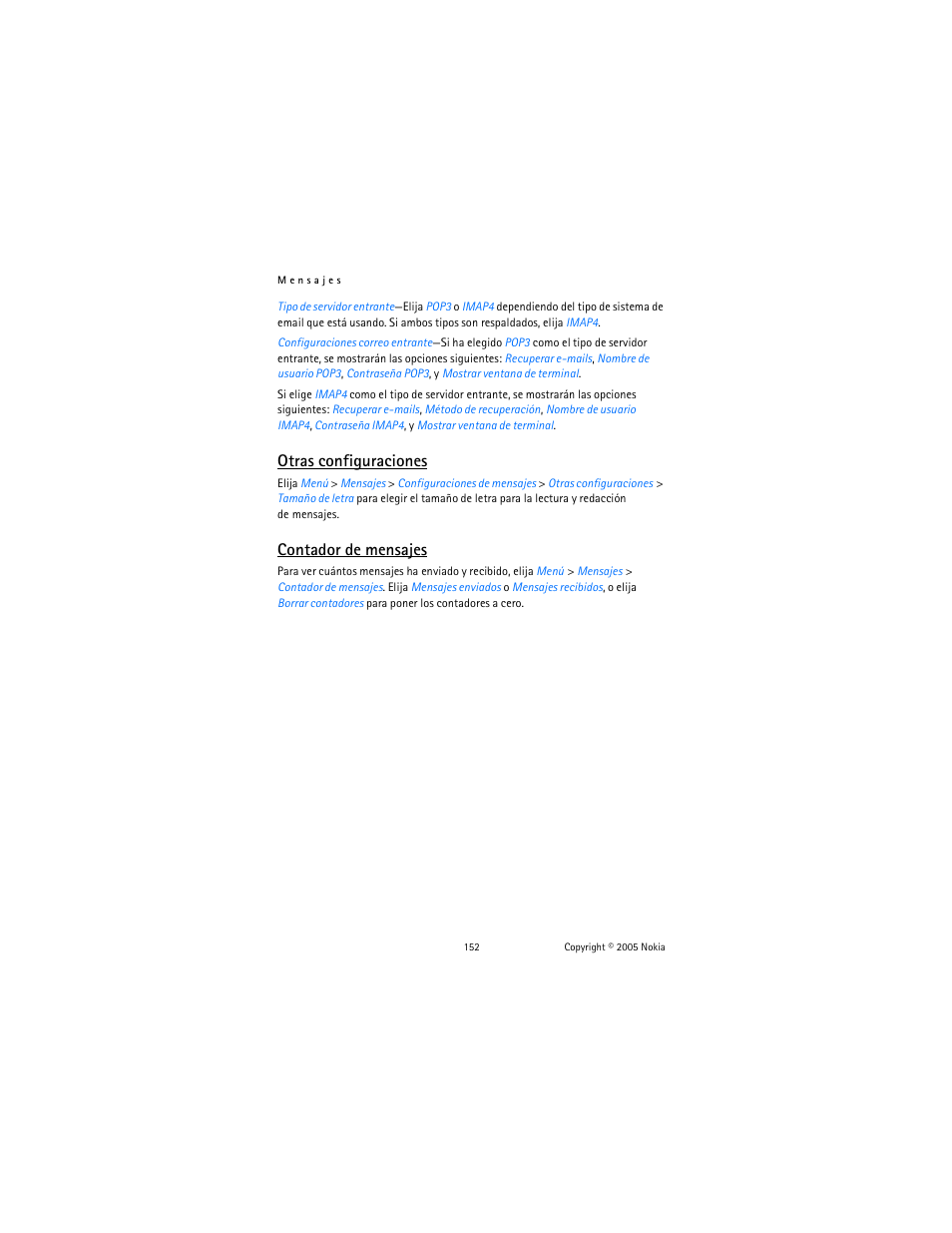 Otras configuraciones, Contador de mensajes | Nokia 6822 User Manual | Page 153 / 225