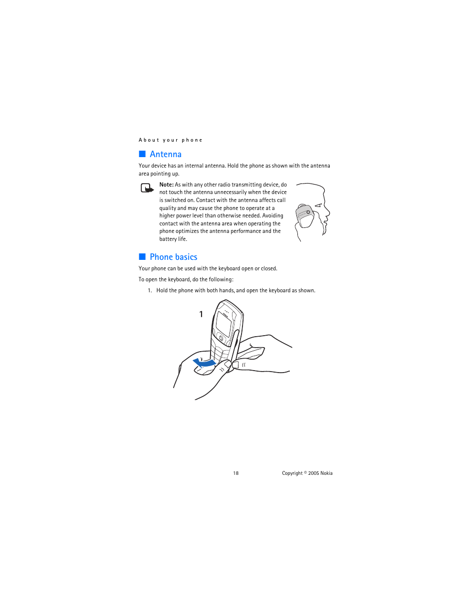 Antenna, Phone basics | Nokia 6822 User Manual | Page 19 / 225