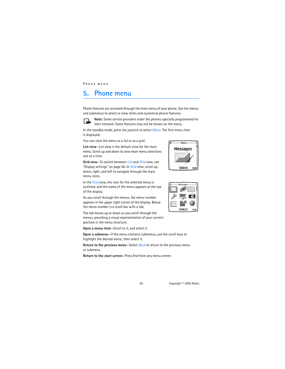 Phone menu | Nokia 6822 User Manual | Page 27 / 225