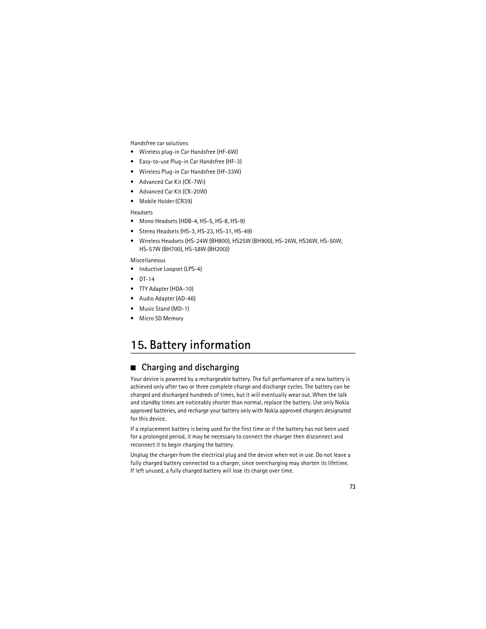 Battery information, Charging and discharging | Nokia 6275i User Manual | Page 106 / 209