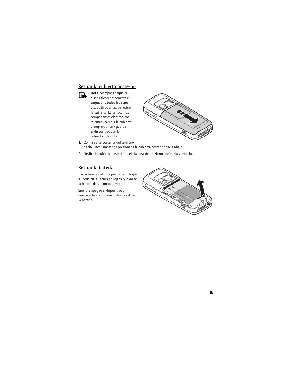 Retirar la cubierta posterior, Retirar la batería | Nokia 6275i User Manual | Page 130 / 209