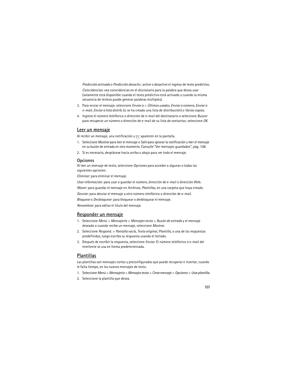 Leer un mensaje, Responder un mensaje, Plantillas | Nokia 6275i User Manual | Page 140 / 209