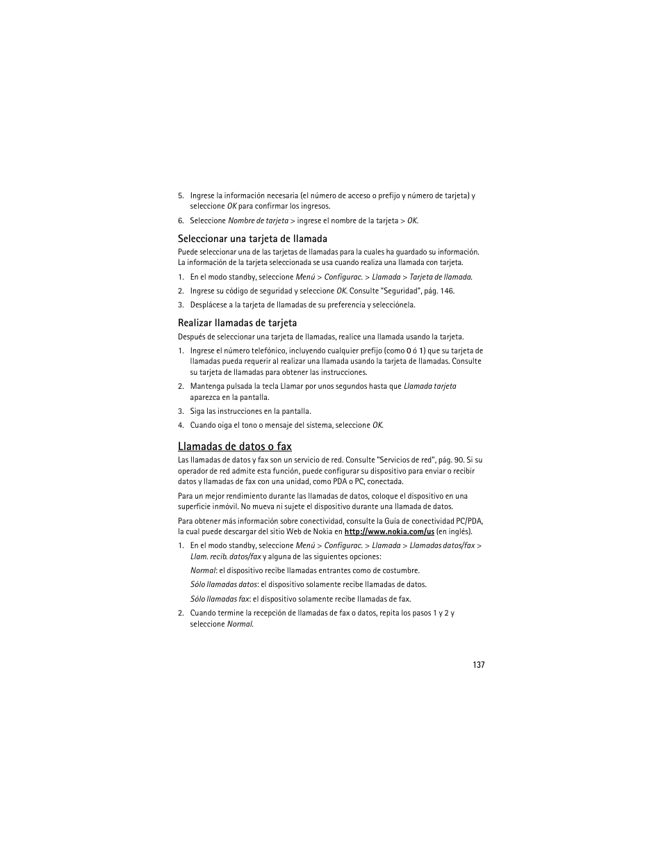 Llamadas de datos o fax | Nokia 6275i User Manual | Page 170 / 209