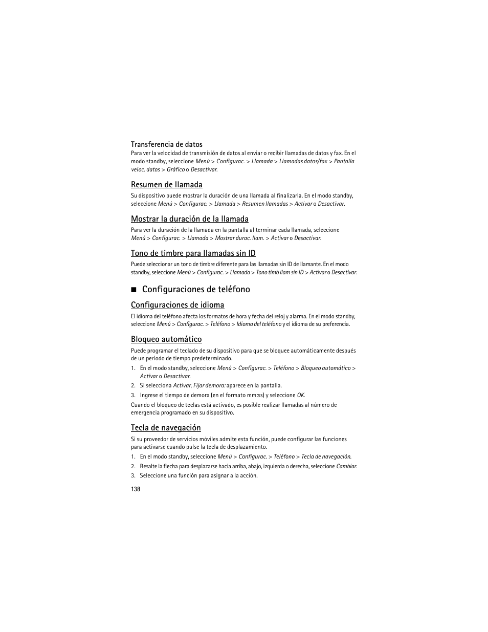 Configuraciones de teléfono | Nokia 6275i User Manual | Page 171 / 209