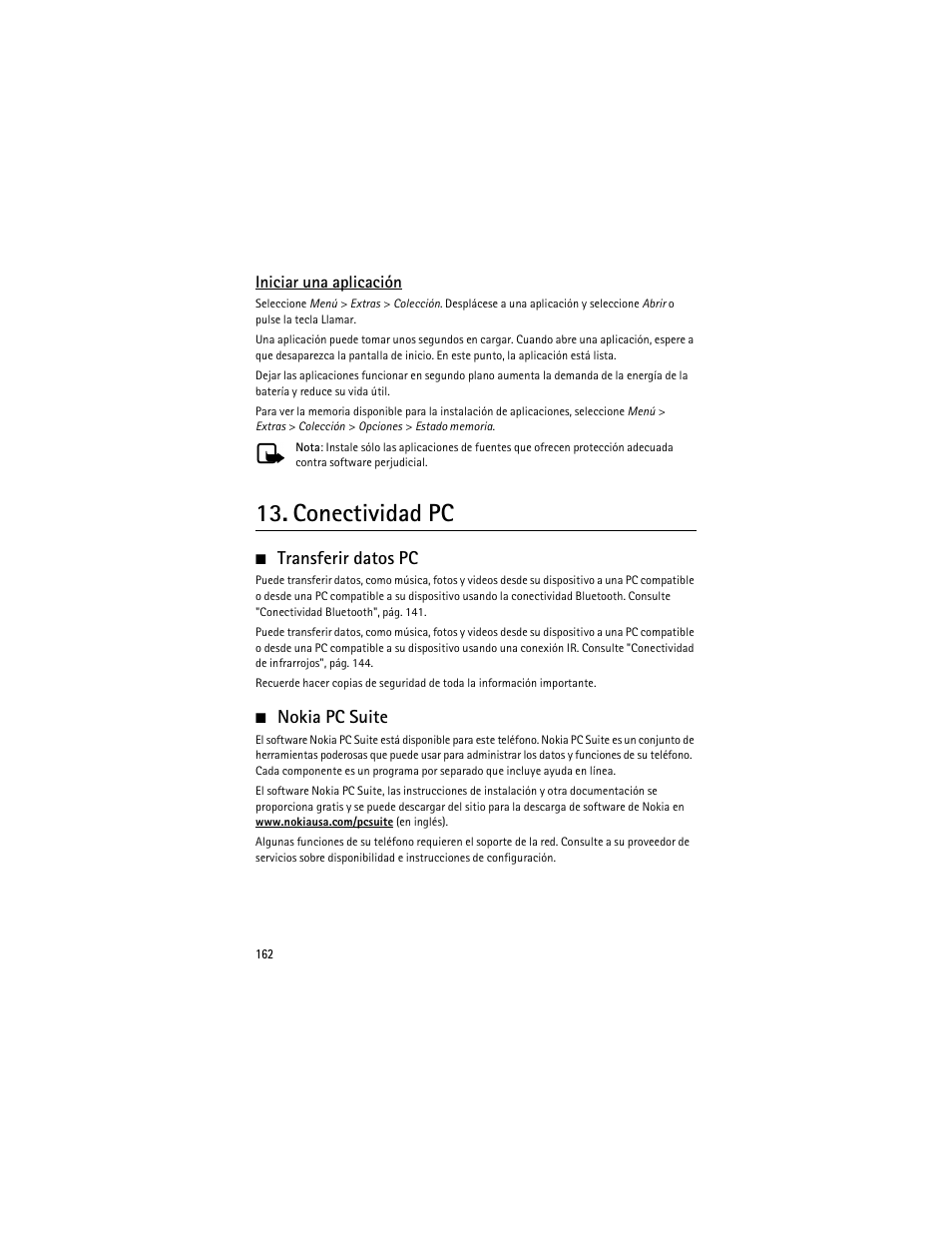 Conectividad pc, Transferir datos pc, Nokia pc suite | Nokia 6275i User Manual | Page 195 / 209