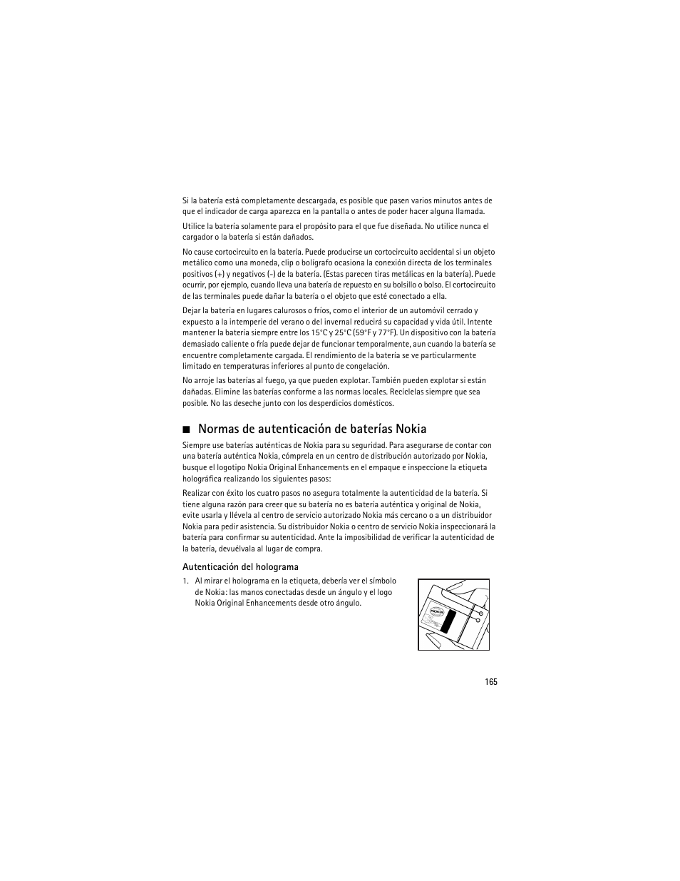 Normas de autenticación de baterías nokia | Nokia 6275i User Manual | Page 198 / 209