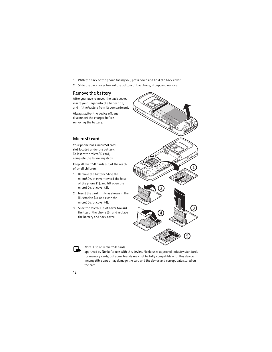 Remove the battery, Microsd card | Nokia 6275i User Manual | Page 45 / 209