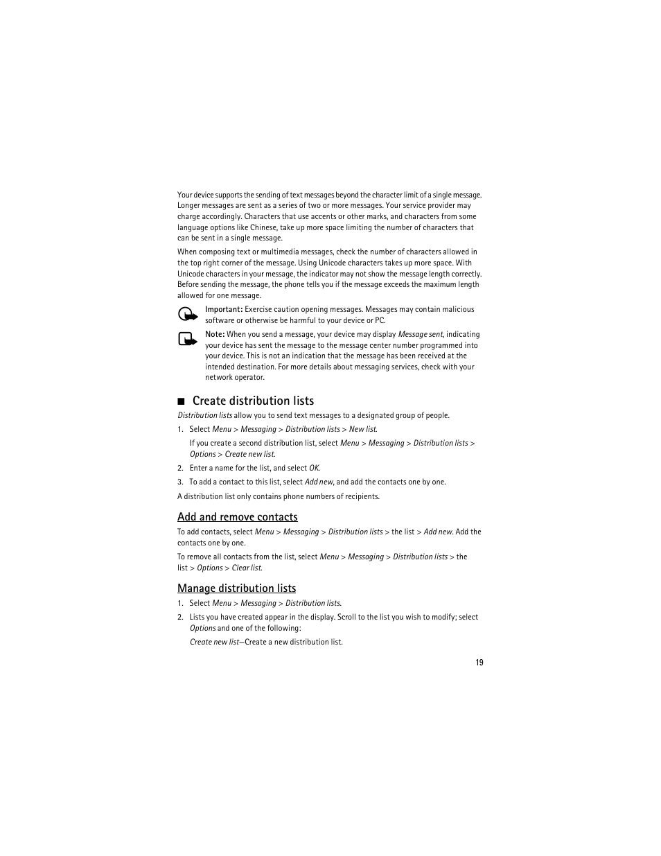 Create distribution lists, Add and remove contacts, Manage distribution lists | Nokia 6275i User Manual | Page 52 / 209