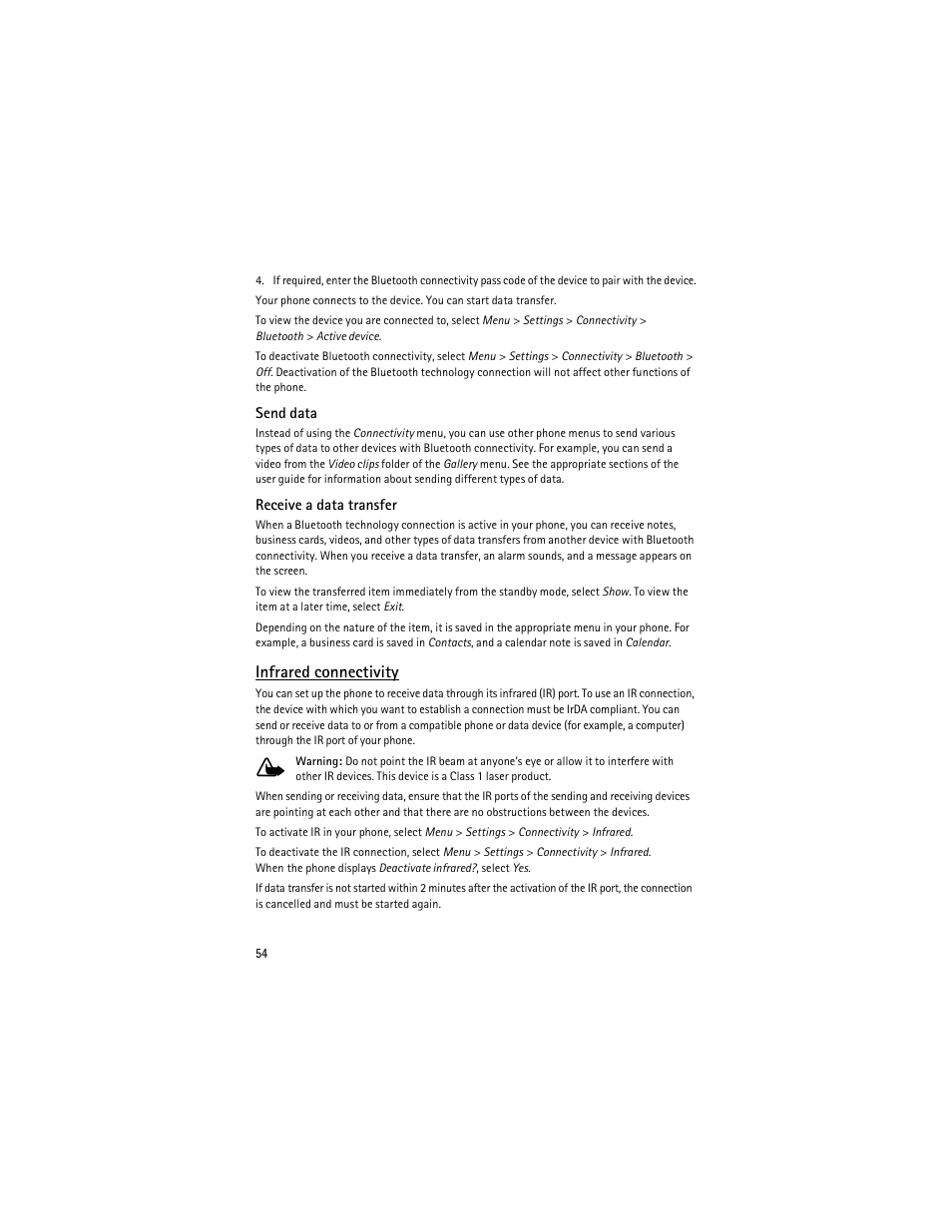 Infrared connectivity | Nokia 6275i User Manual | Page 87 / 209