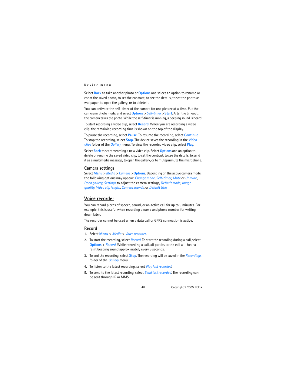 Voice recorder | Nokia 6020 User Manual | Page 49 / 161