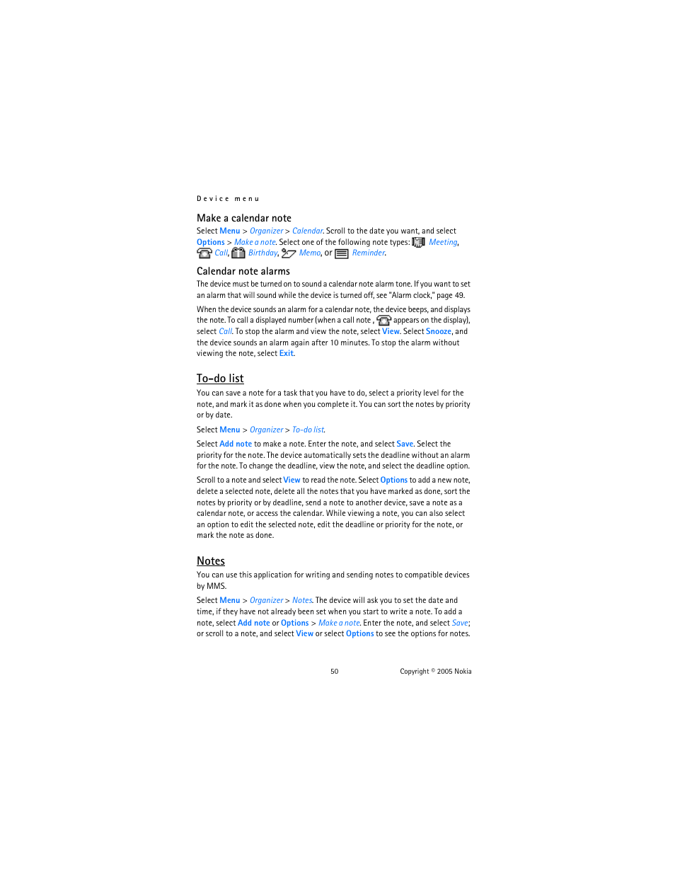 To-do list | Nokia 6020 User Manual | Page 51 / 161
