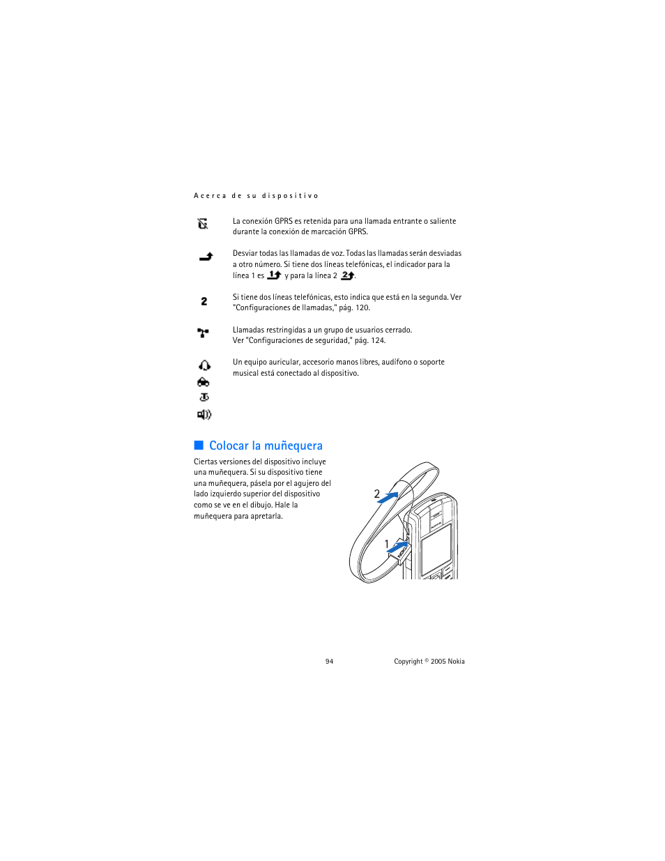 Colocar la muñequera | Nokia 6020 User Manual | Page 95 / 161