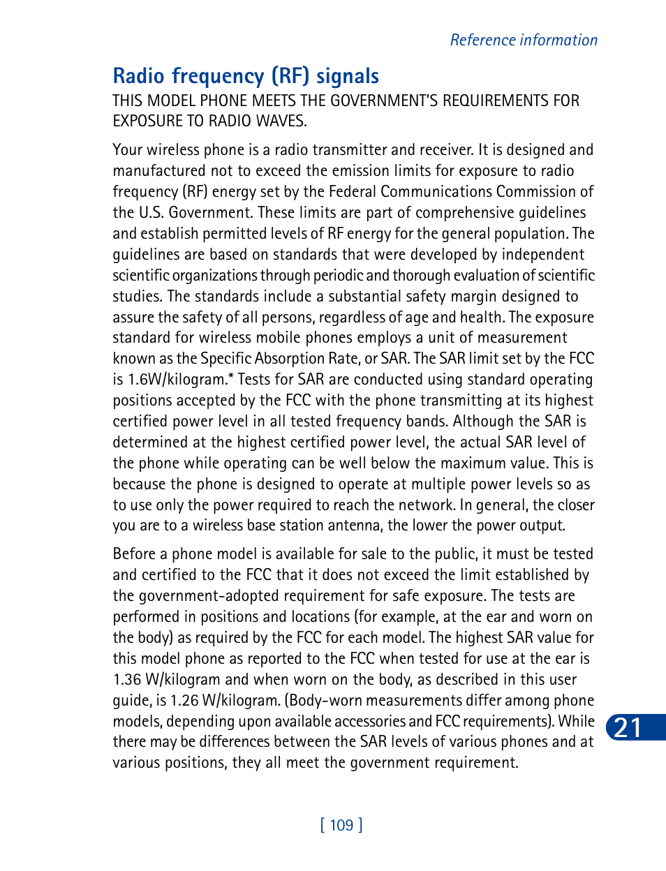 Radio frequency (rf) signals | Nokia 3285 User Manual | Page 118 / 145