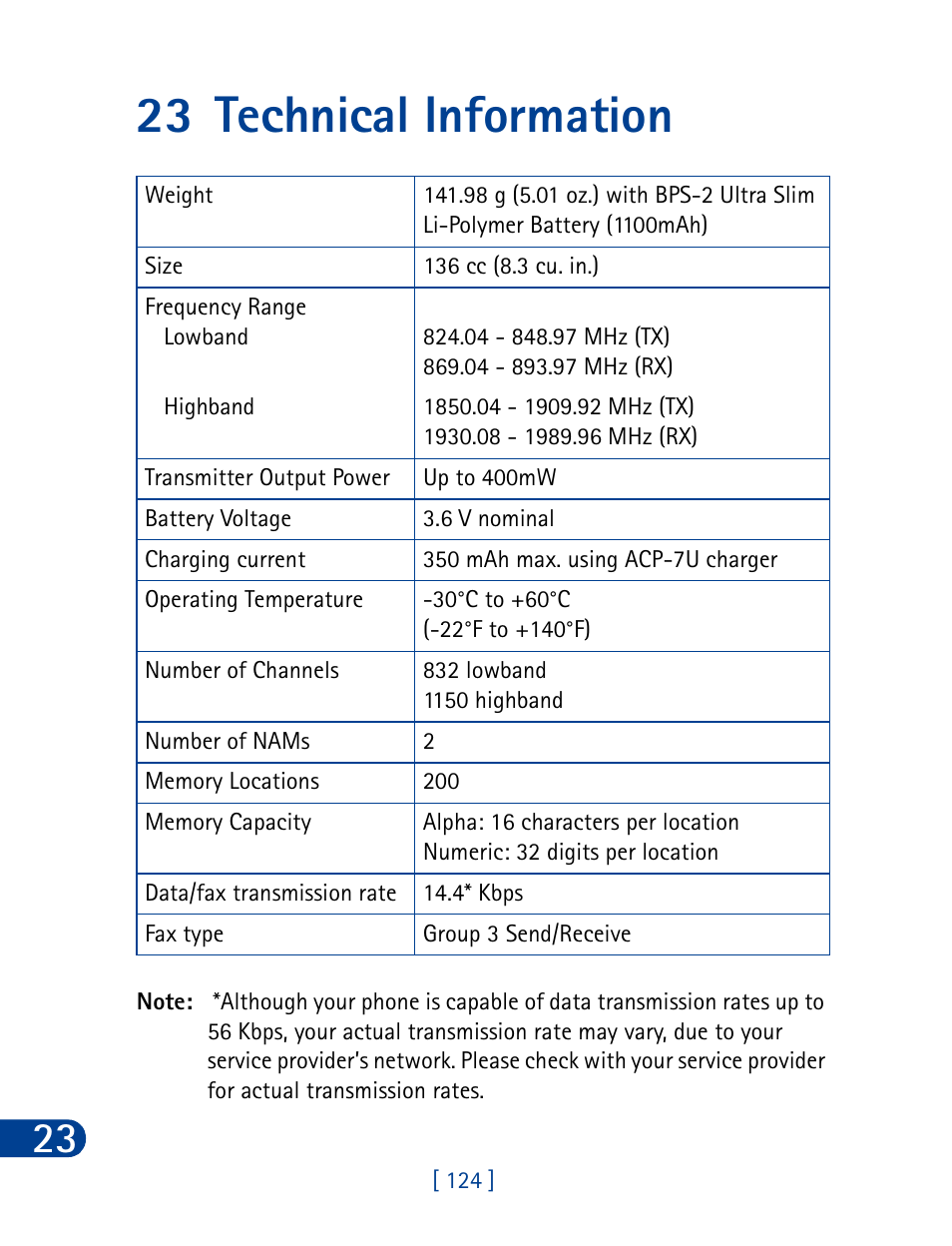 23 technical information | Nokia 3285 User Manual | Page 133 / 145