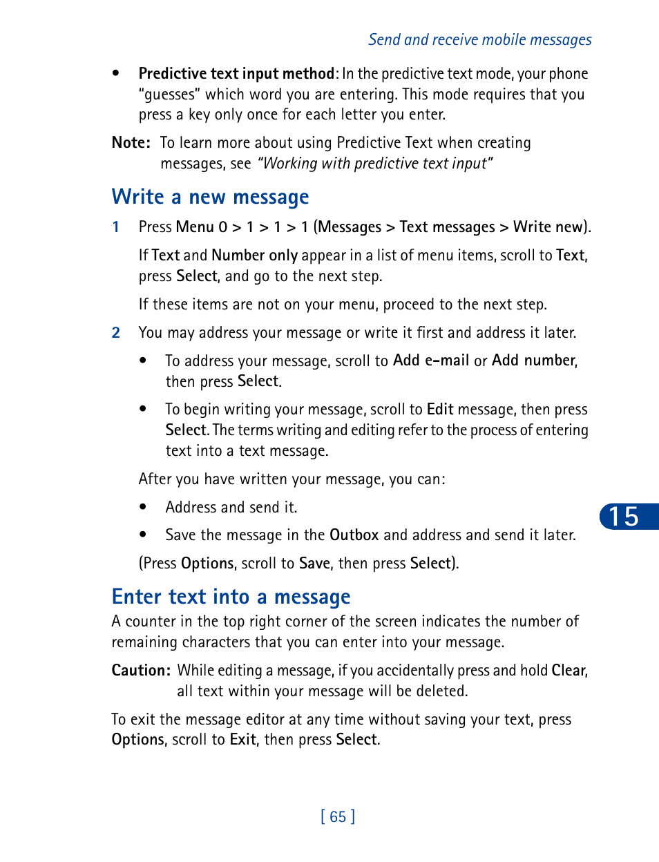 Write a new message, Enter text into a message | Nokia 3285 User Manual | Page 74 / 145