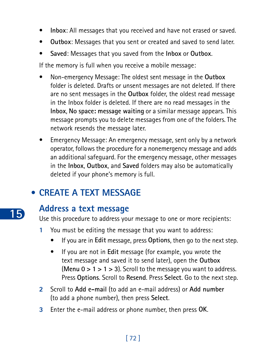 Create a text message, Create a text message address a text message | Nokia 3285 User Manual | Page 81 / 145