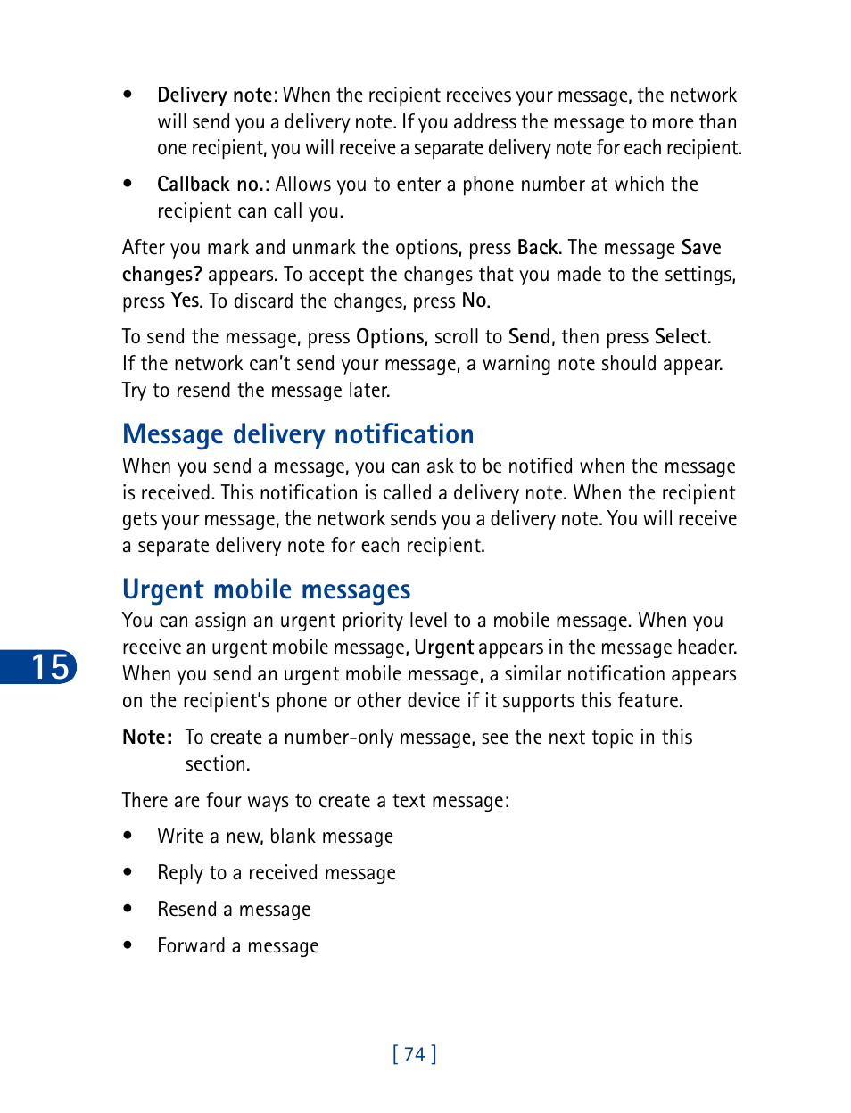 Message delivery notification, Urgent mobile messages | Nokia 3285 User Manual | Page 83 / 145