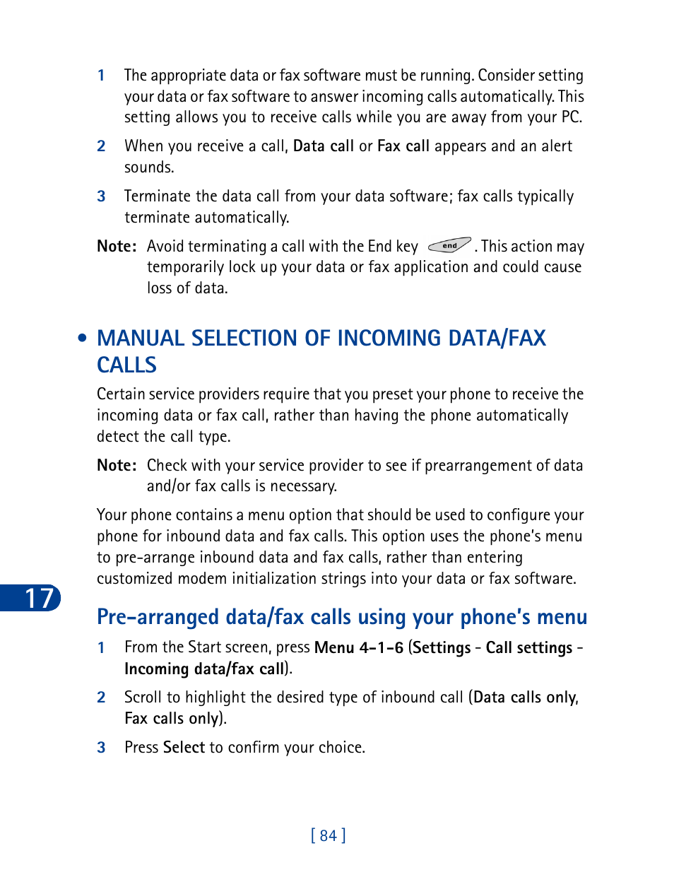 Manual selection of incoming data/fax calls | Nokia 3285 User Manual | Page 93 / 145