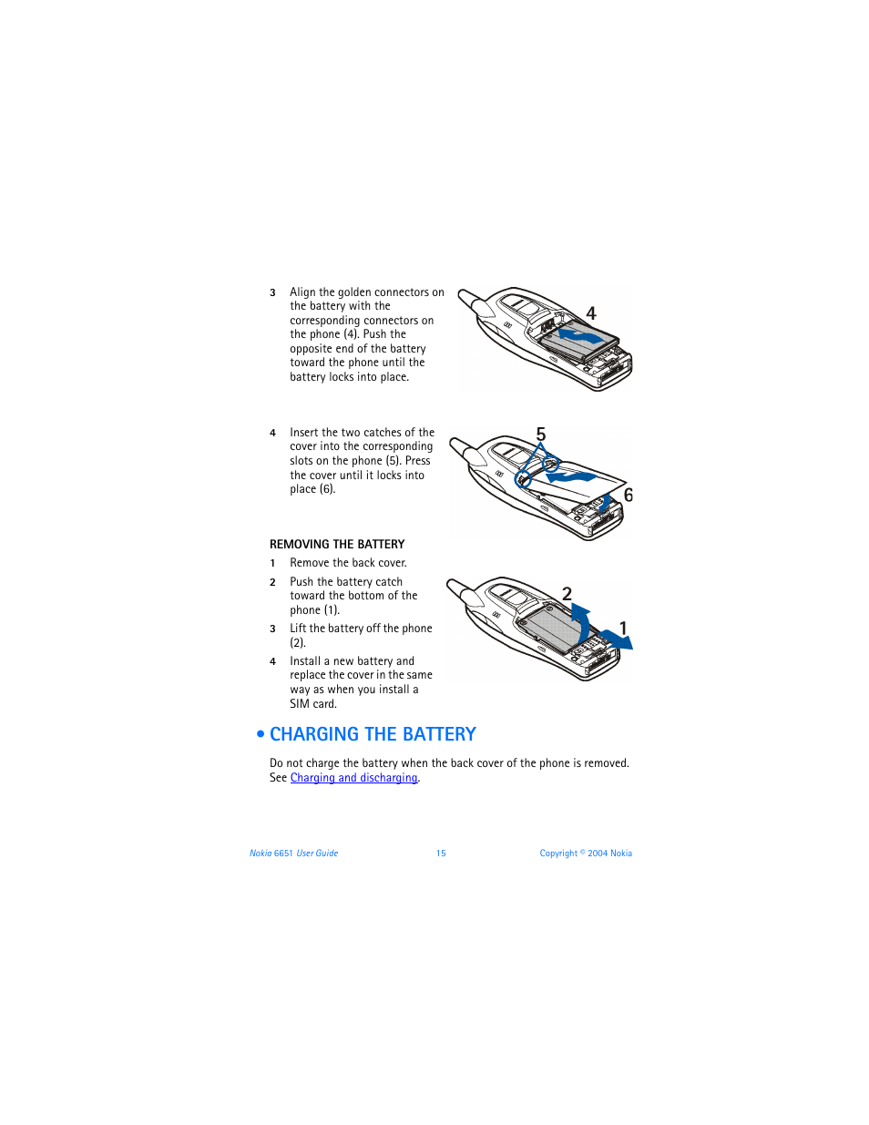 Charging the battery | Nokia 6651 User Manual | Page 25 / 130
