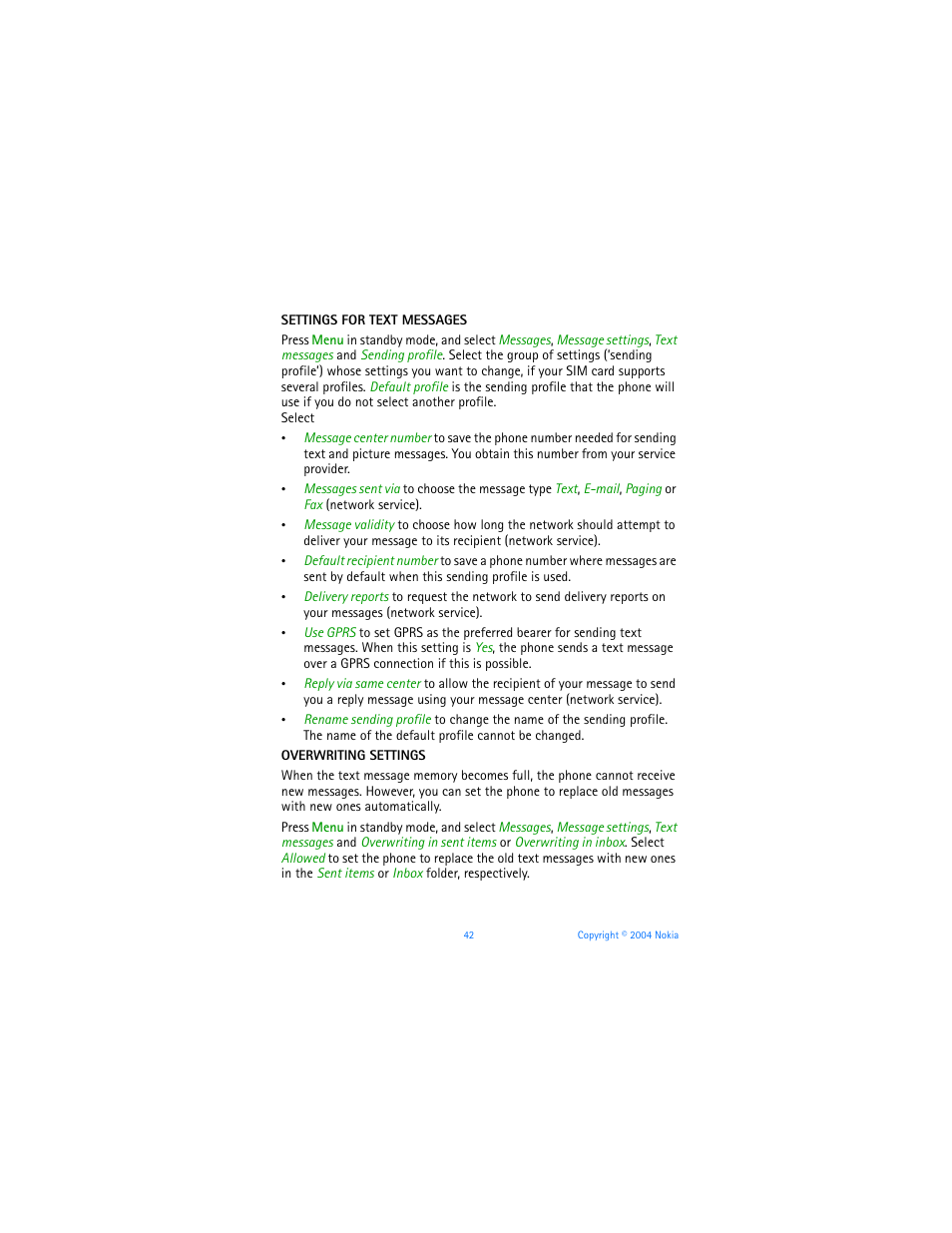 Nokia 6651 User Manual | Page 52 / 130