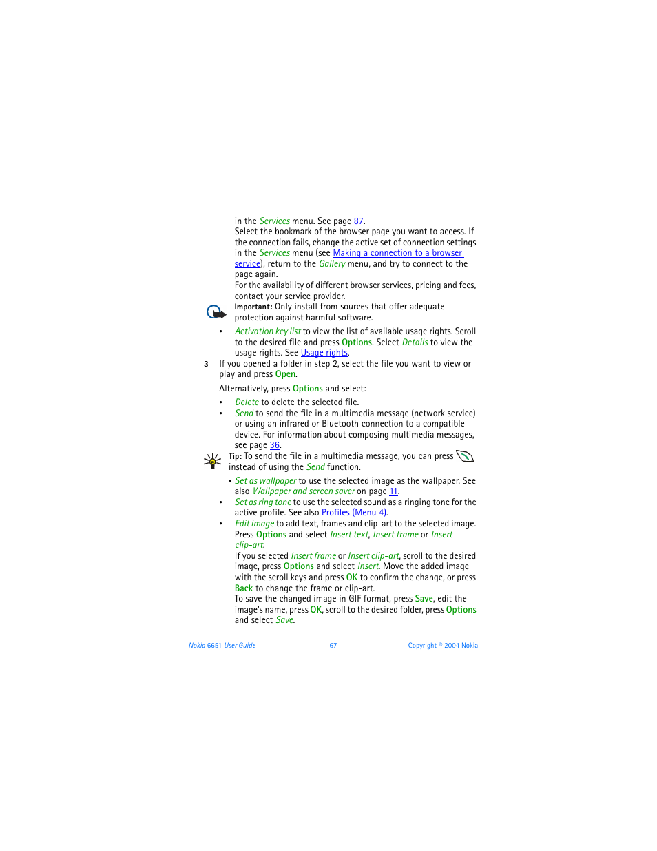 Nokia 6651 User Manual | Page 77 / 130