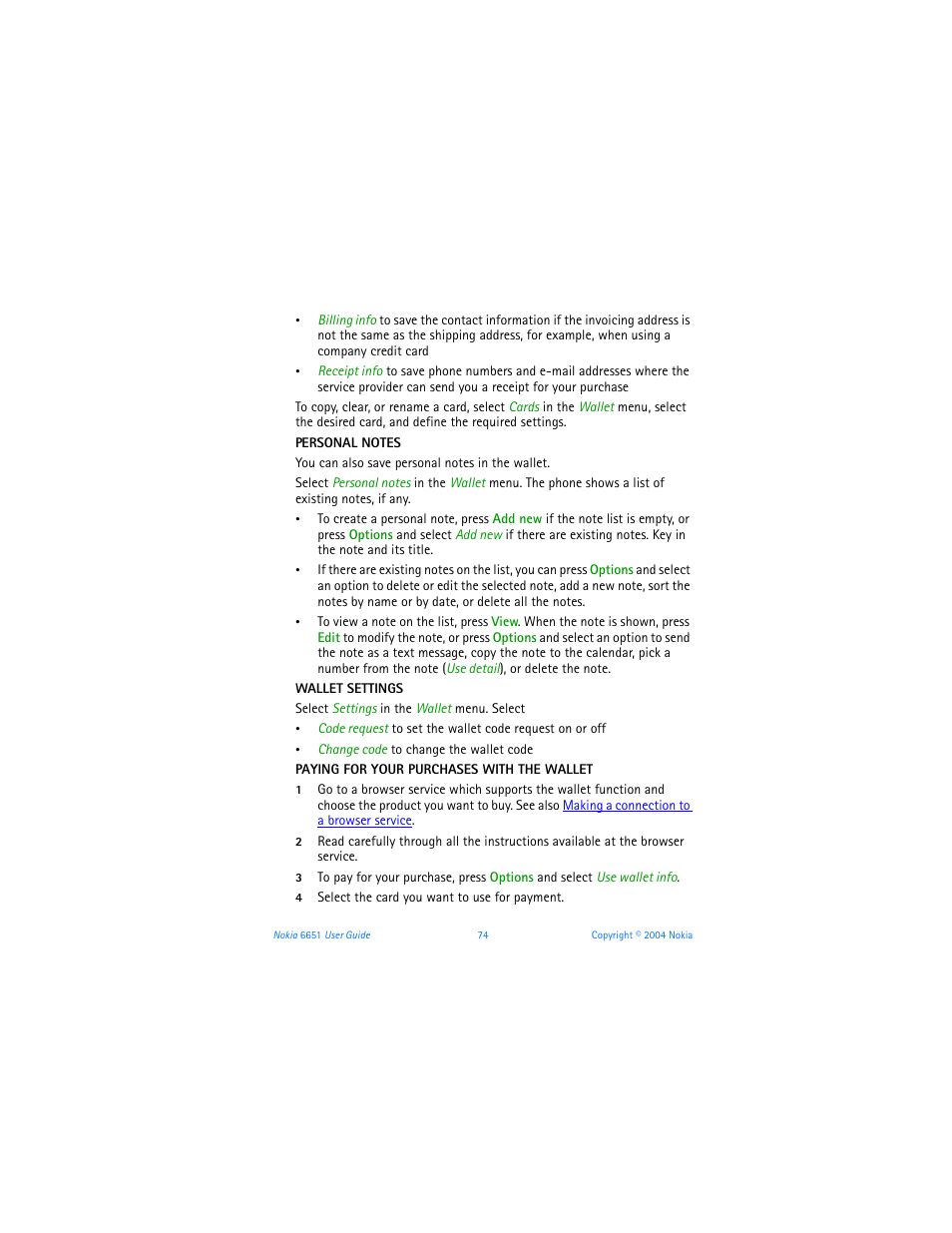 Nokia 6651 User Manual | Page 84 / 130