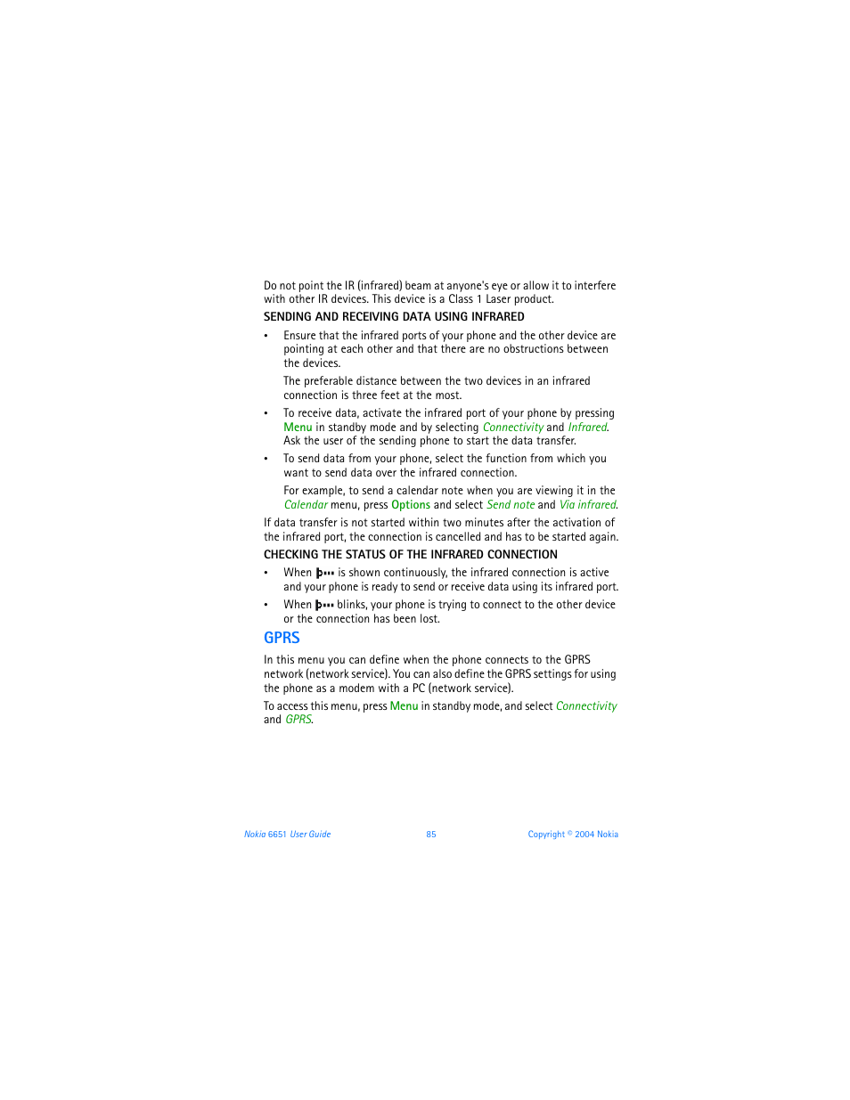 Gprs | Nokia 6651 User Manual | Page 95 / 130
