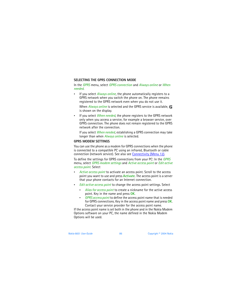 Nokia 6651 User Manual | Page 96 / 130