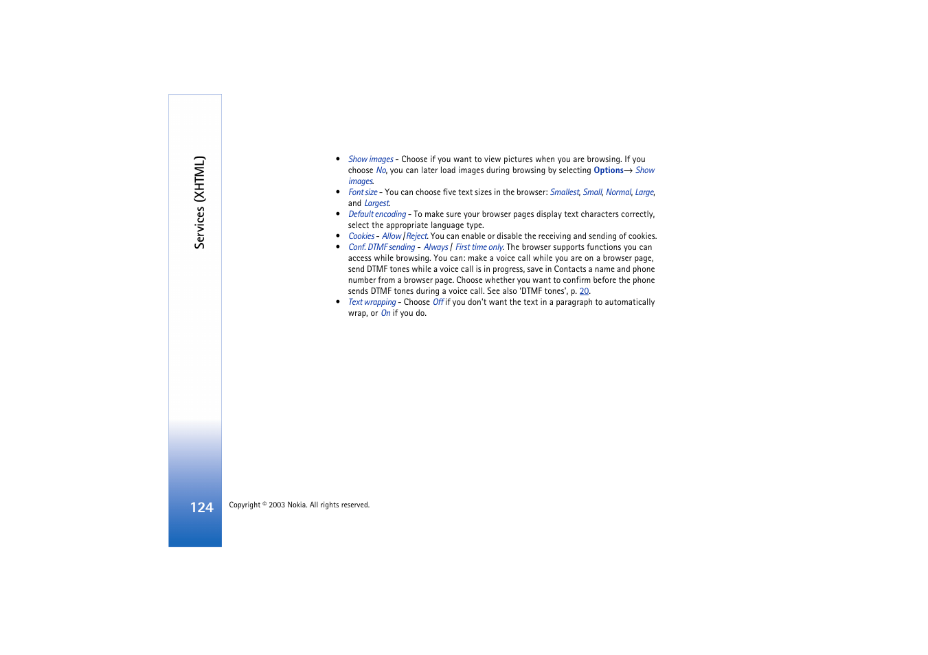 Services (xhtml) | Nokia 3660 User Manual | Page 124 / 157