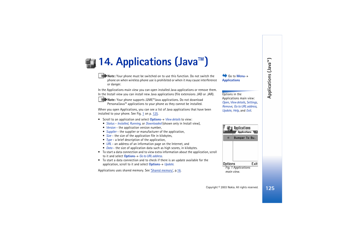 Applications (java™) | Nokia 3660 User Manual | Page 125 / 157