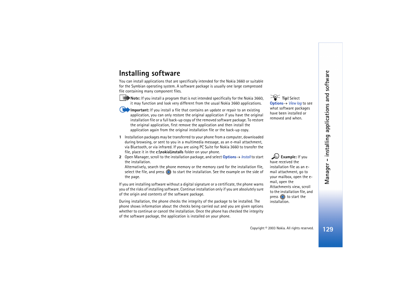 Installing software | Nokia 3660 User Manual | Page 129 / 157
