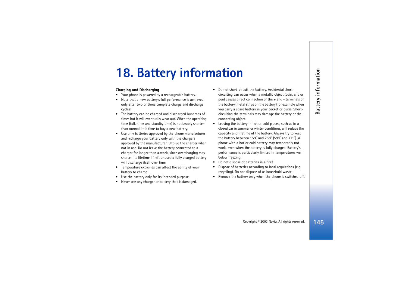 Battery information | Nokia 3660 User Manual | Page 145 / 157
