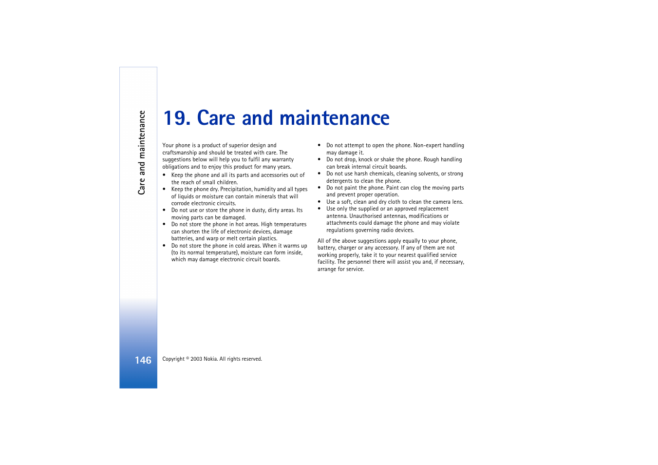 Care and maintenance | Nokia 3660 User Manual | Page 146 / 157