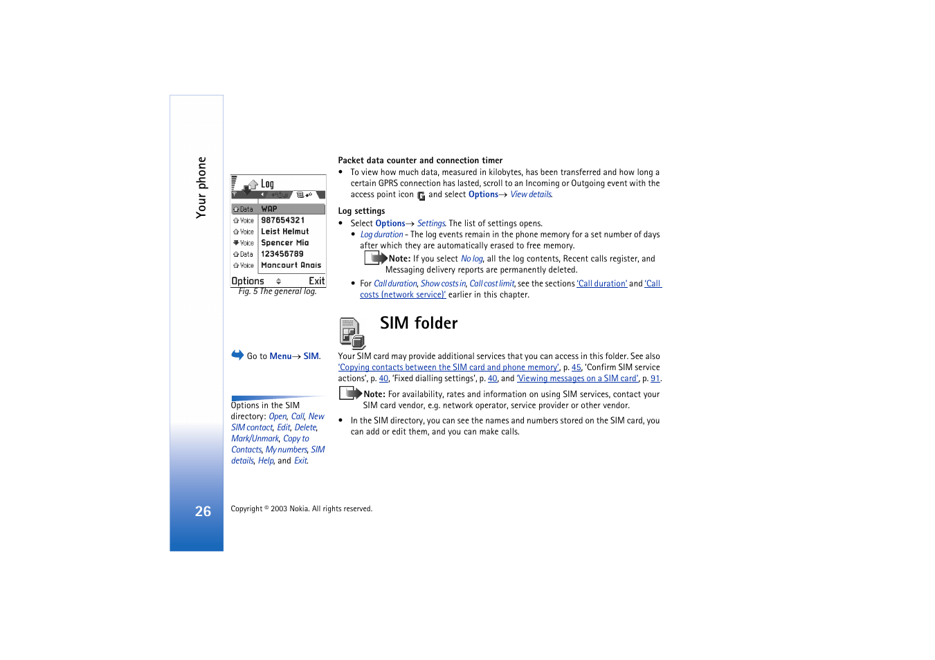 Sim folder, Your phone | Nokia 3660 User Manual | Page 26 / 157