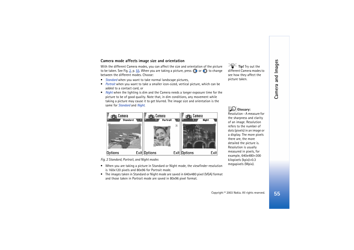 Camera and images | Nokia 3660 User Manual | Page 55 / 157