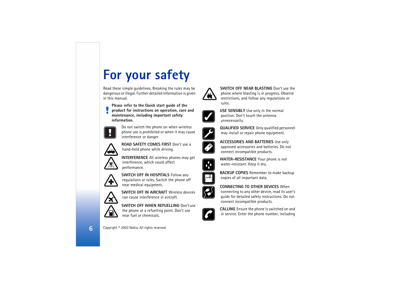 For your safety | Nokia 3660 User Manual | Page 6 / 157